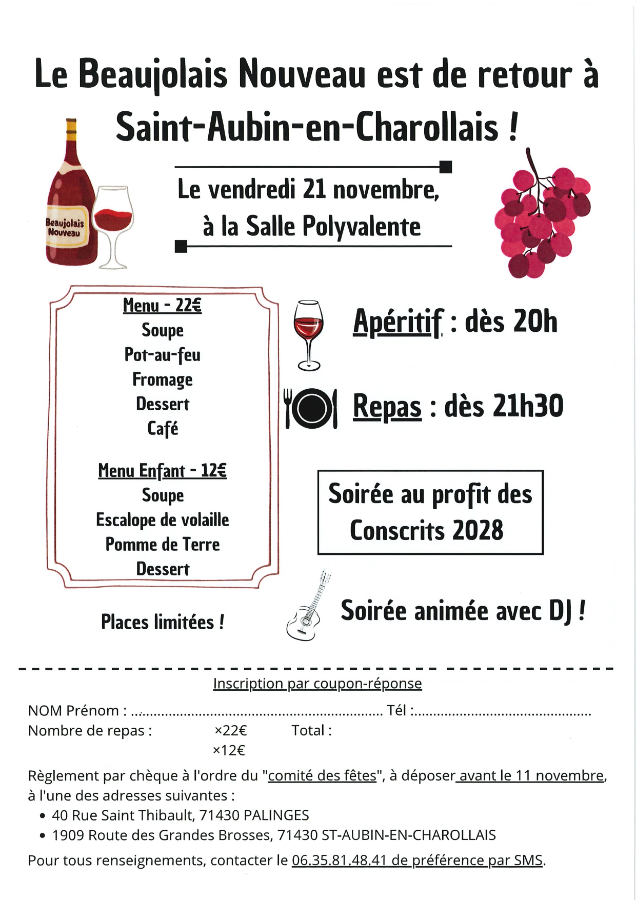 Soirée au profit des conscrits 2028