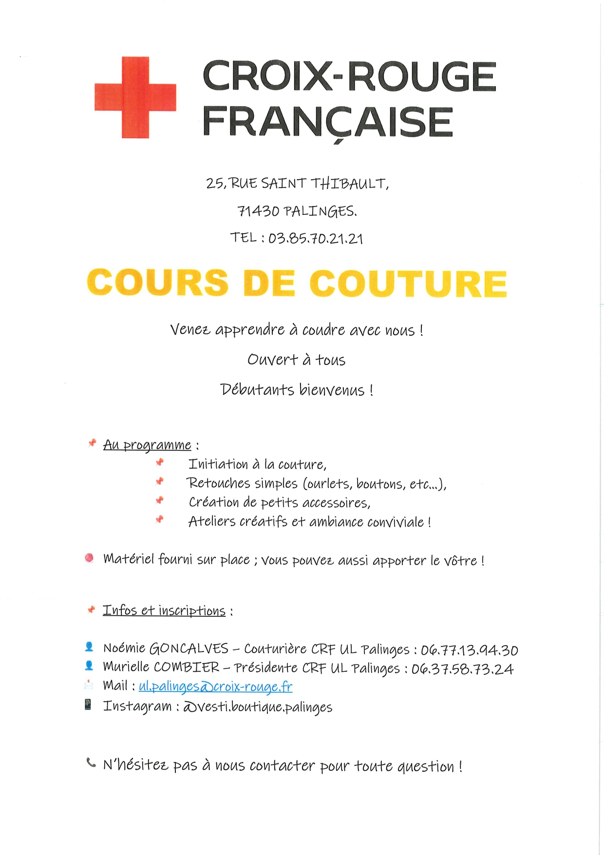 COURS DE COUTURE