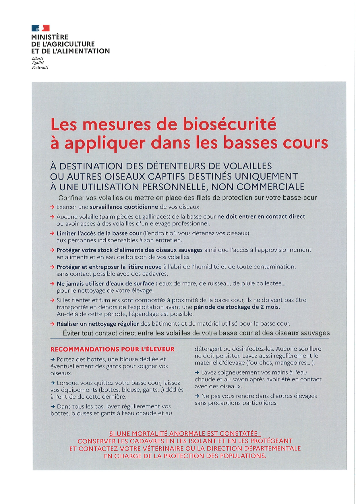 Les mesures de biosecurité à appliquer dans les basses cours